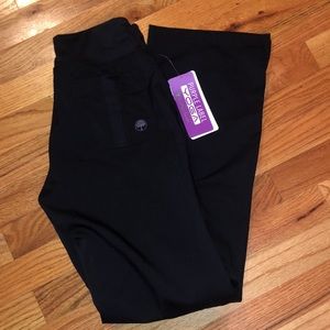 Black scrub pants XXS purple label by healing hands yoga scrub pants